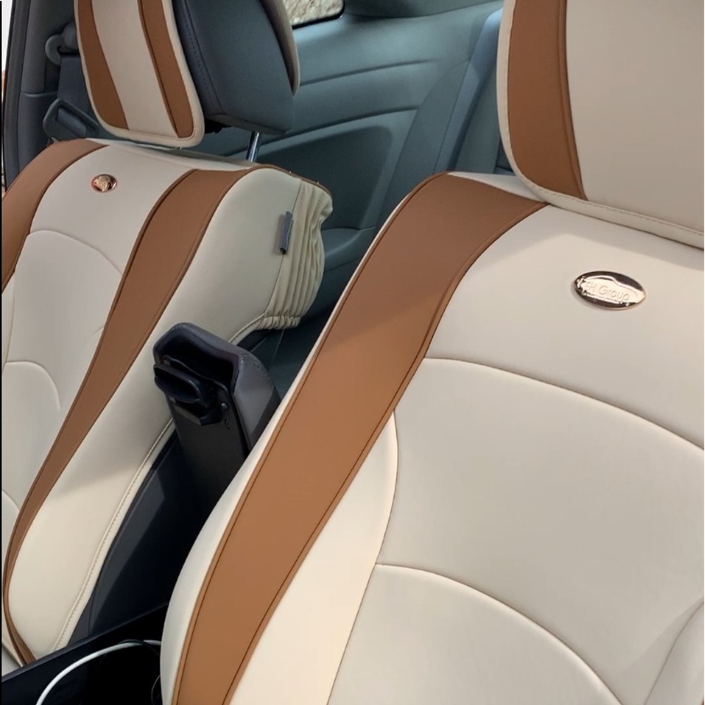Beige & Tan Leather Seat Covers